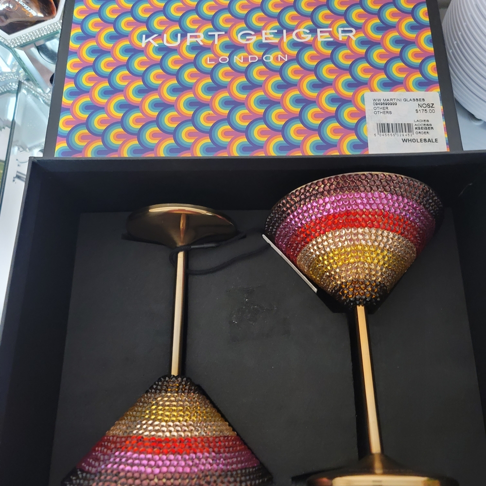 Kurt Geiger Rainbow Crystal Martini Glasses